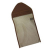 Brown and tan mesh shell pouch with metal clip