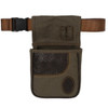 Olive canvas Browning shooting pouch with leather accents and adjustable belt