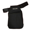 Black Nica shooting pouch with adjustable belt, buckle, and logo. Polyester material.