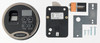 SecuRam biometric lock kit with fingerprint scanner, keypad, lock mechanism, battery, and screws.