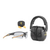 Browning range kit with black earmuffs, earplugs in case, and clear shooting glasses