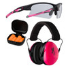 Browning Range Kit For Her: pink earmuffs, earplugs in case, and shooting glasses