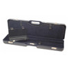 Navy Negrini double shotgun case, open, with accessory box inside.