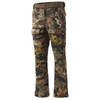 Mossy Oak Droptine camo hunting pants with cargo pockets and zippered leg openings.