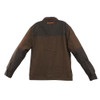 Back view of Browning brown canvas jacket with dark brown accents and orange logo.