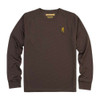 Brown long-sleeve tee with Browning logo; brown jacquard mesh fabric; regular fit; crew neck.