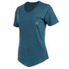 Blue Beretta women's t-shirt. Cotton/polyester blend, scoop neck, curved hem. Beretta logo and target graphic on front.