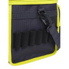 Close-up of a Beretta cartridge bag in dark grey with yellow trim, black pockets, and a shoulder strap.