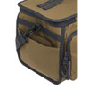 Otter and ebony Beretta cartridge bag, angled view. Durable material, black accents, side pocket, shoulder strap attachment.