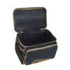 Ebony and otter Beretta GameKeeper EVO cartridge bag, open, showing interior. Zippered, with exterior pockets.