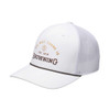 White Browning Hovey cap with brown logo and mesh back; angled view.