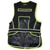 Black and lime green Gamehide Range Vest. Mesh and polyester construction. Back view.