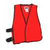Blaze orange youth safety vest with black trim and side straps. "Gamehide" label.