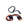 Black and orange Mendota Command Collar, rope, leather accents, gold rings, white background.