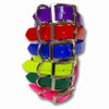 Stack of colorful Omnipet puppy collars: purple, red, blue, yellow, green, and pink. Polyurethane coated webbing, glossy