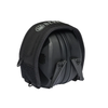 Black Beretta electronic earmuffs, folded, with black fabric band, logo, and adjustable arms.
