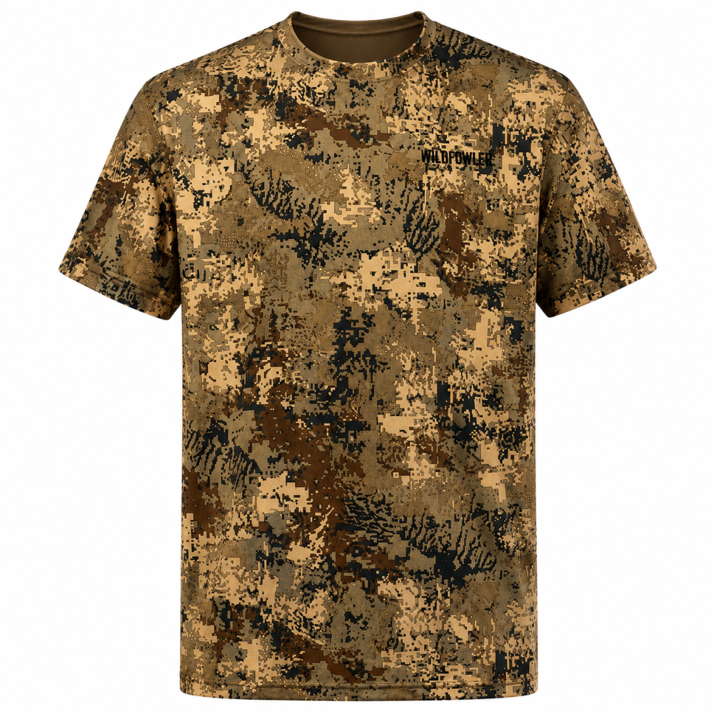 WILDFOWLER SHORT SLEEVE POLY QUICK DRY T-SHIRT-DIGITAL CAMO- Front