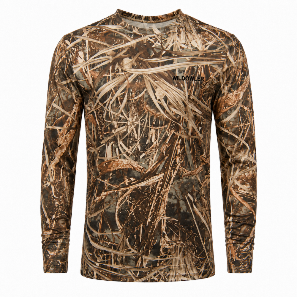 WILDFOWLER LONG SLEEVE POLY QUICK DRY T-SHIRT-WILDGRASS- Front