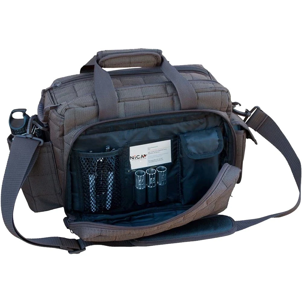 Brown Wild Hare tournament bag with open compartment showing organizers