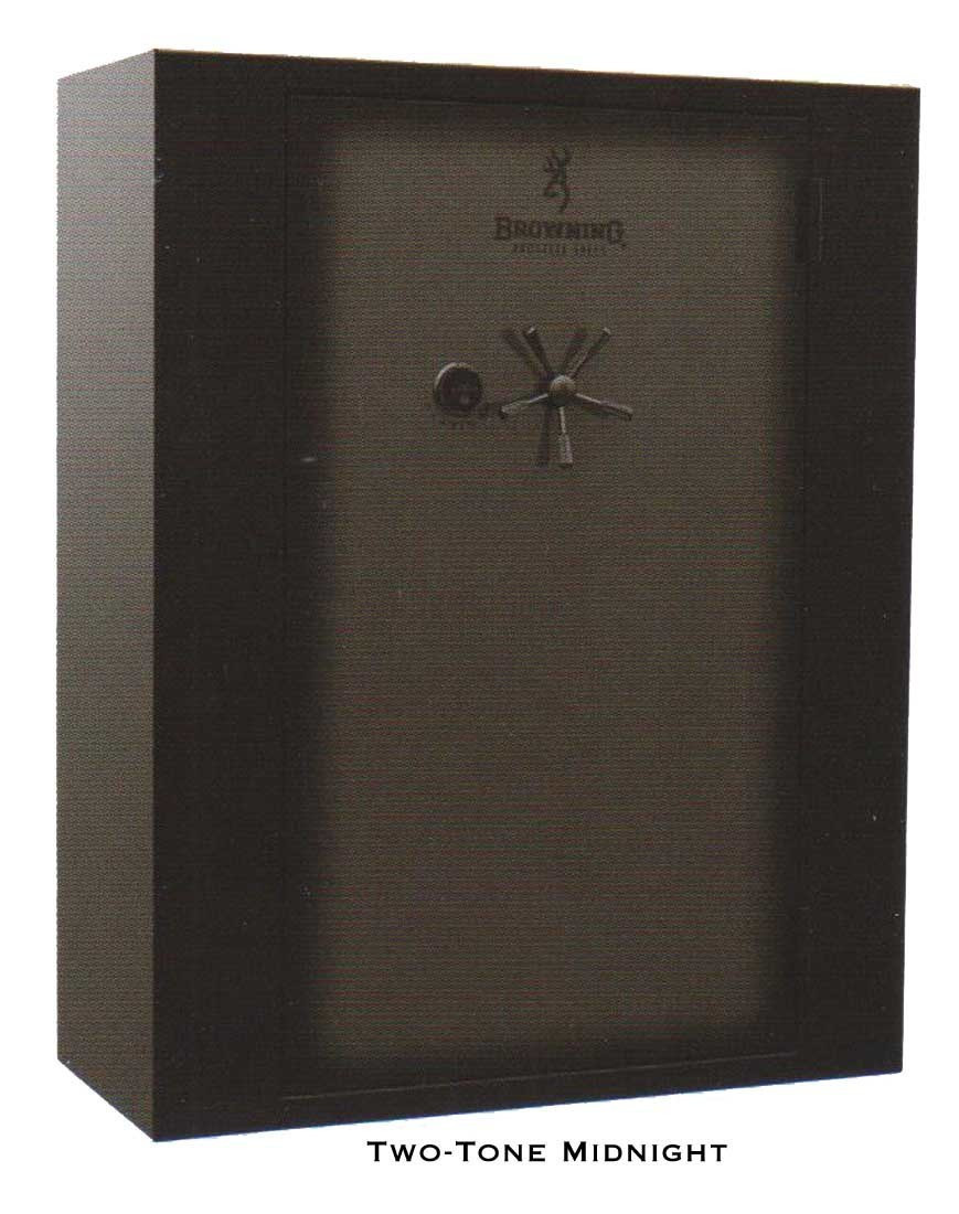 Dark gray Browning safe with a five-spoke handle and "Two-Tone Midnight" text.