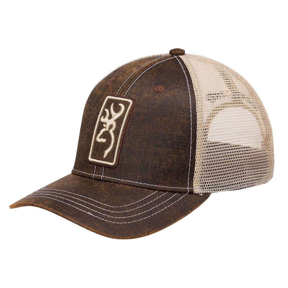 Brown Browning mesh trucker cap with embroidered logo