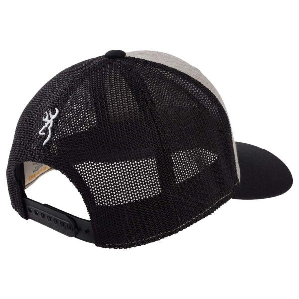 Black mesh back Browning cap with white logo and heather gray front