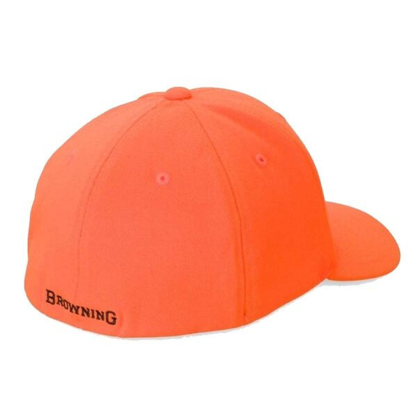 Orange Browning Safety Flex Cap with embroidered logo, side view