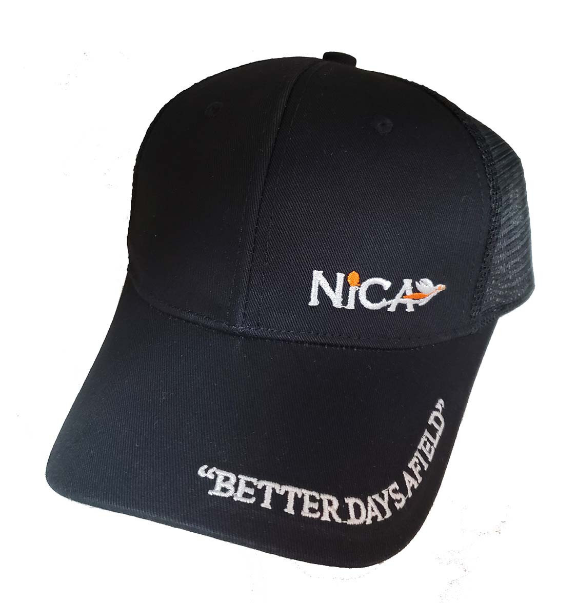 Black Nica mesh back cap with embroidered logo and "Better Days Afield" on brim