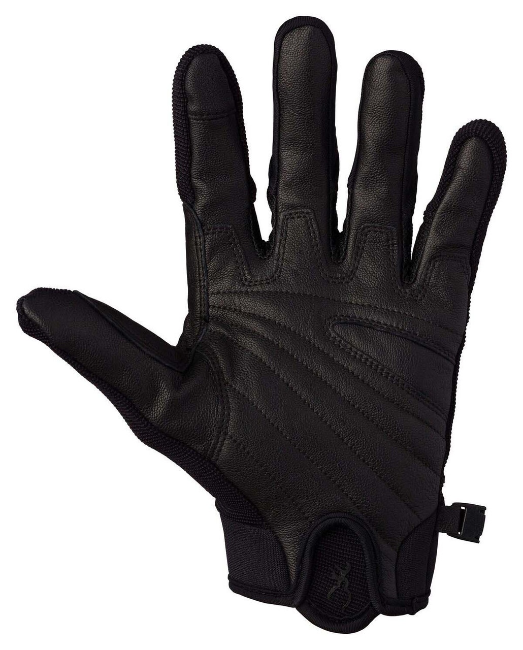 Black Browning Ace shooting glove, leather palm, mesh back, adjustable cuff