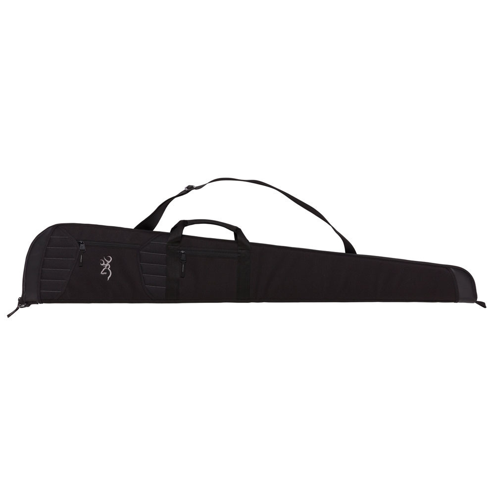 Black Browning shotgun case with Browning logo, handle, and shoulder strap
