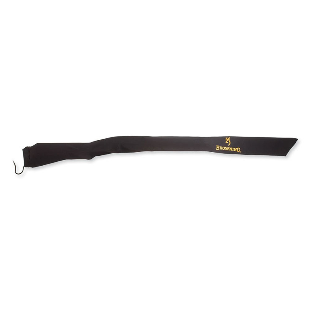 Black Browning VCI gun sock with drawstring closure and gold logo