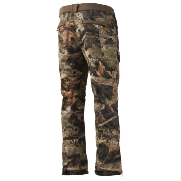 Back view of camouflage Nomad hunting pants with orange accents.