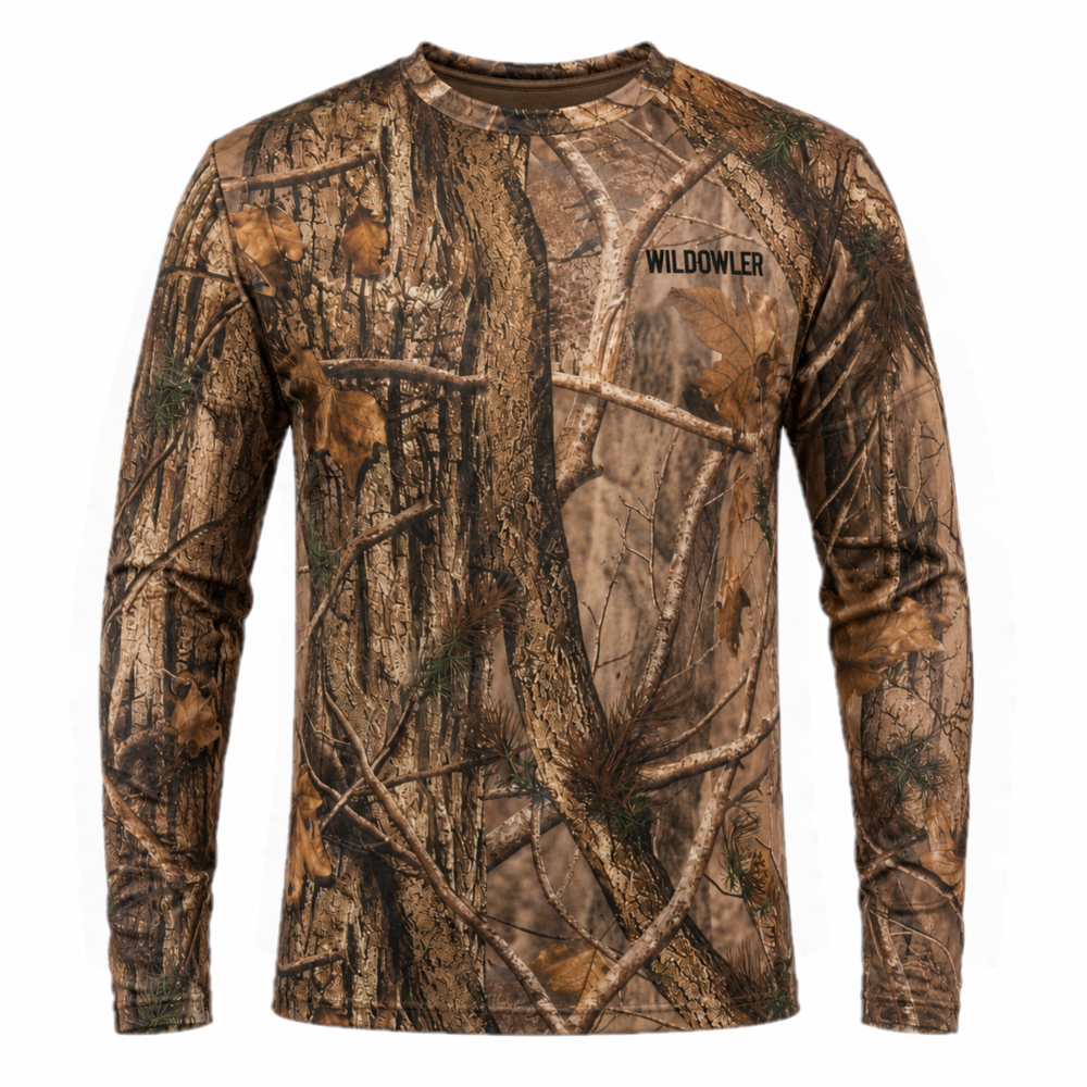 Wildfowler Long Sleeve Poly Quick Dry T-Shirt-Nature Brown- Front