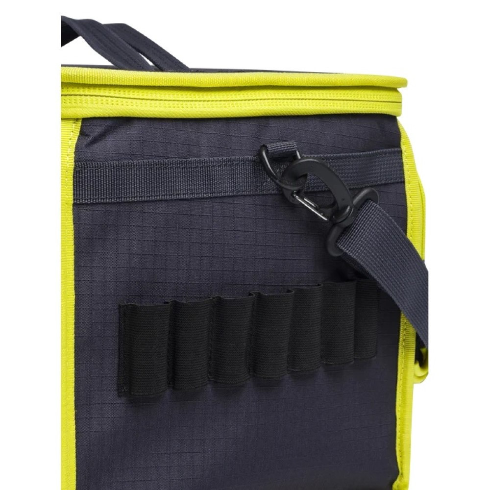Dark gray Beretta cartridge bag with yellow trim, black pockets, and shoulder strap.