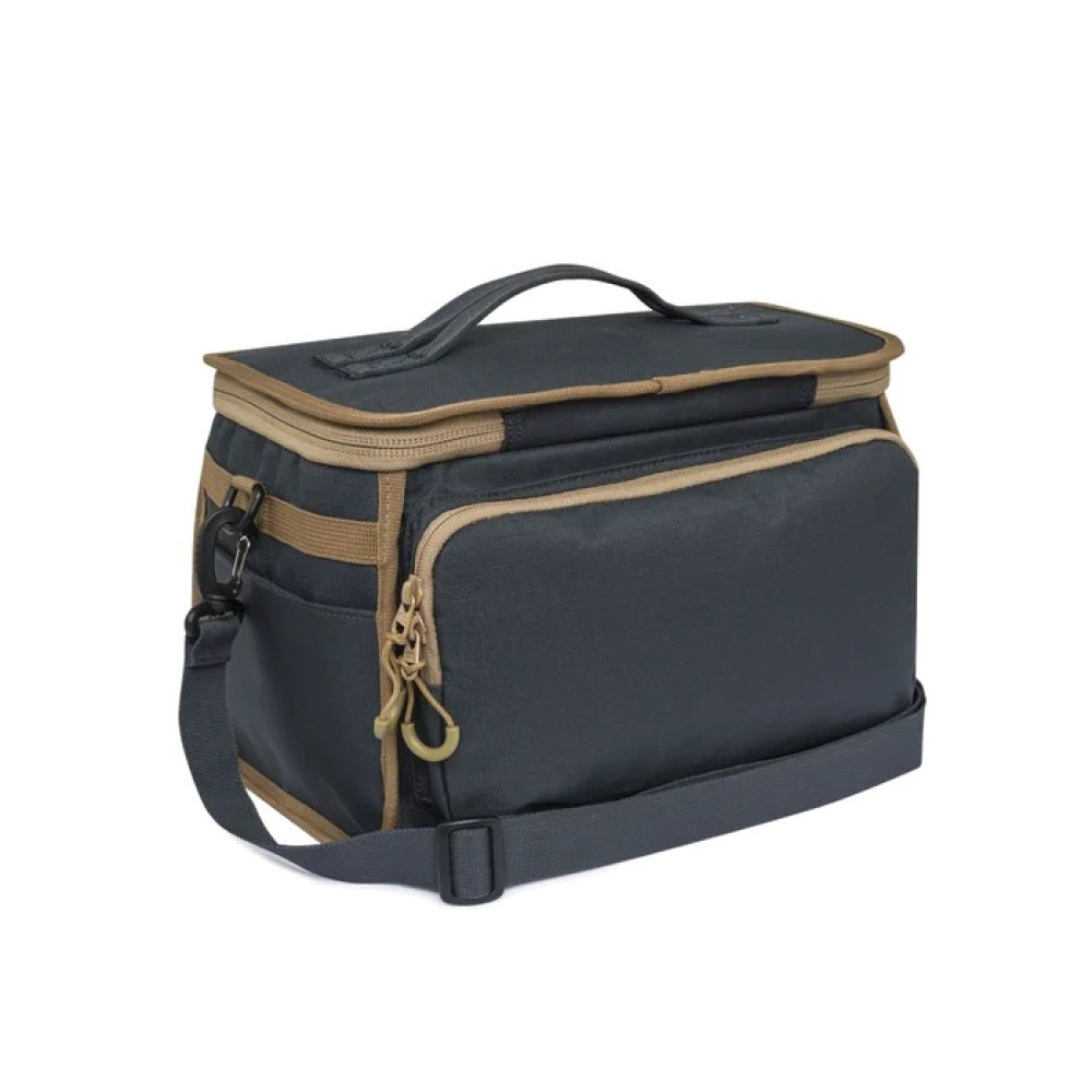 Ebony and otter-colored Beretta GameKeeper EVO cartridge bag, with a handle and shoulder strap.