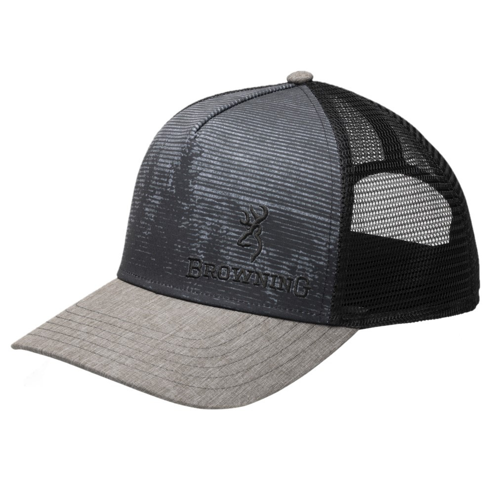 Gray and black Browning Cedar Cap with mesh back, angled view.