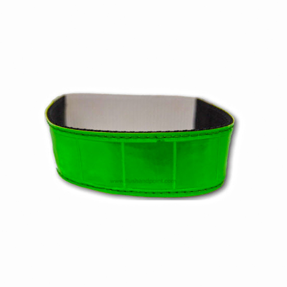 Bright green reflective field trial band, black trim, white interior.