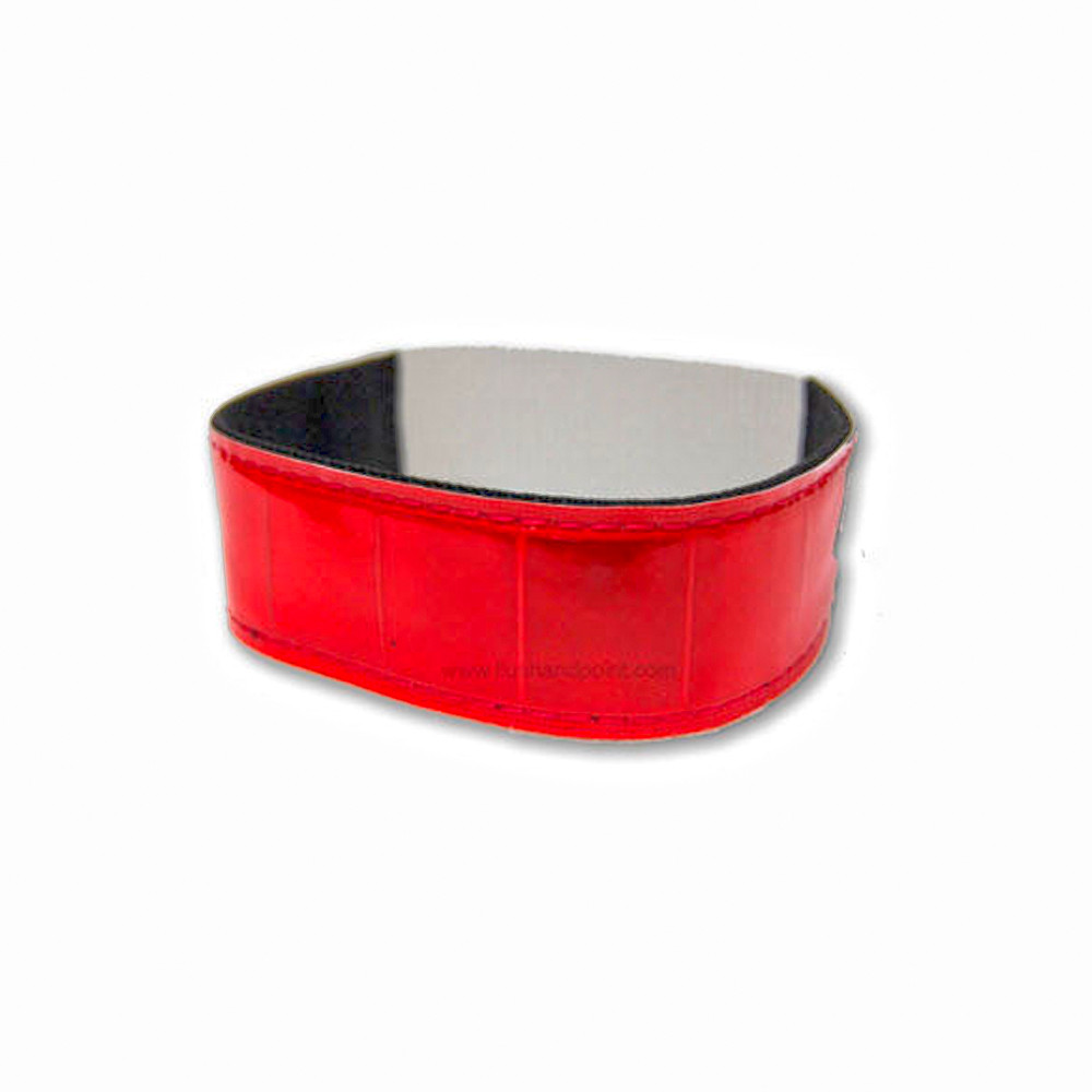 Red reflective field trial band, black interior, white reflective lining.