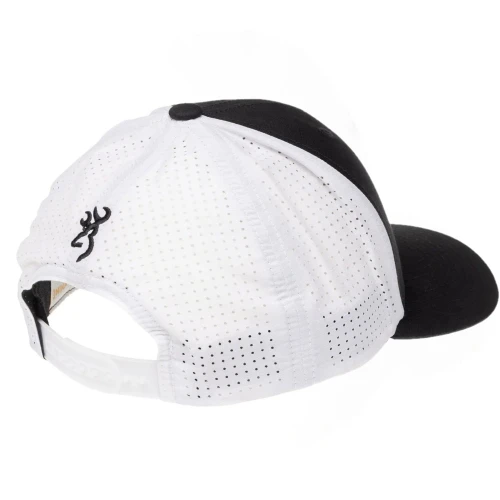 White Browning cap with perforated sides and embroidered logo, rear view.