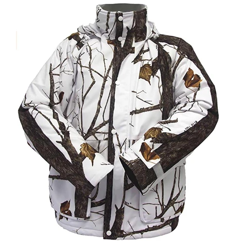 Wildfowler waterproof insulated parka in Wildtree Snow camo with high collar and pockets.