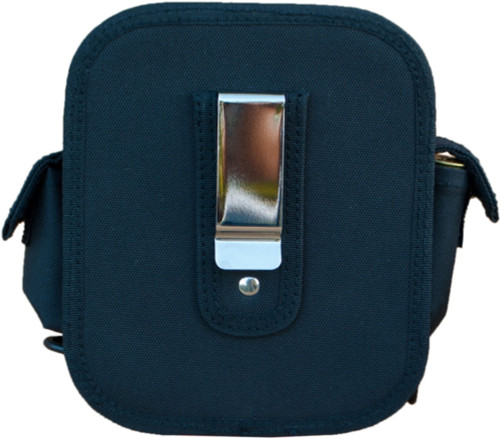 Black Wild Hare one box carrier with metal belt clip and side pockets.