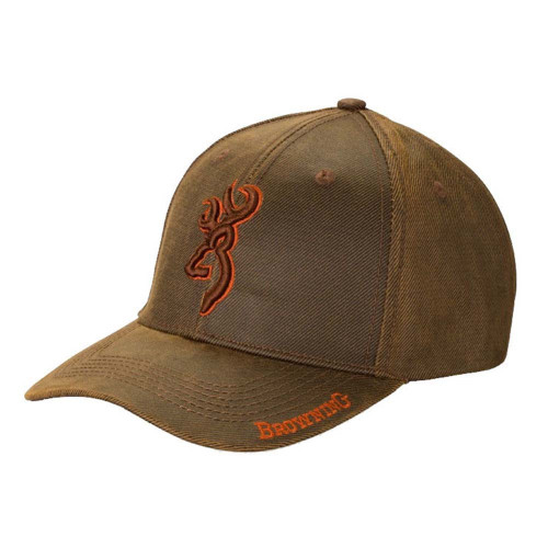 Brown Browning cap with embroidered buckmark logo and "Browning" text
