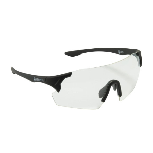 Beretta Challenge EVO clear shooting glasses with black frame and nose piece