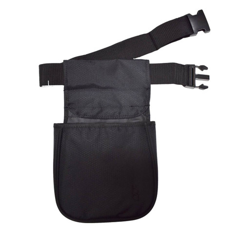 Black Bob Allen divided shell pouch with adjustable web belt and buckle