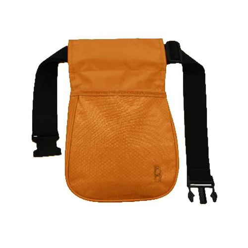 Orange Bob Allen divided shell pouch with black adjustable belt