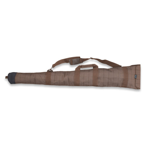 Brown quilted gun slip with shoulder strap and handles
