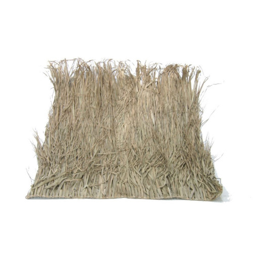 A panel of dried, tan palm leaves, 4'x4', for natural concealment.