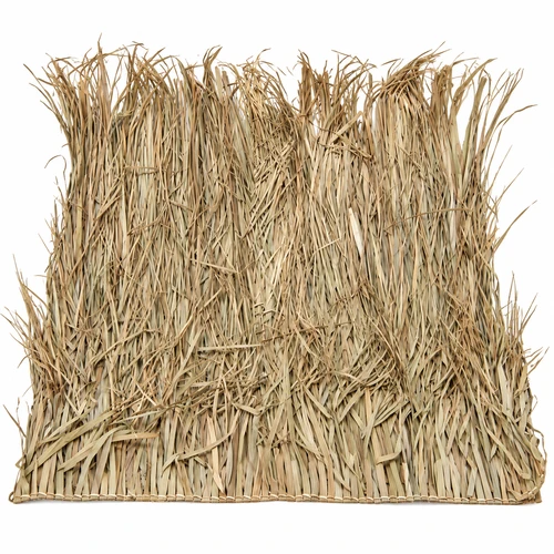 A panel of dried, tan palm leaves, 4'x4', for natural concealment.