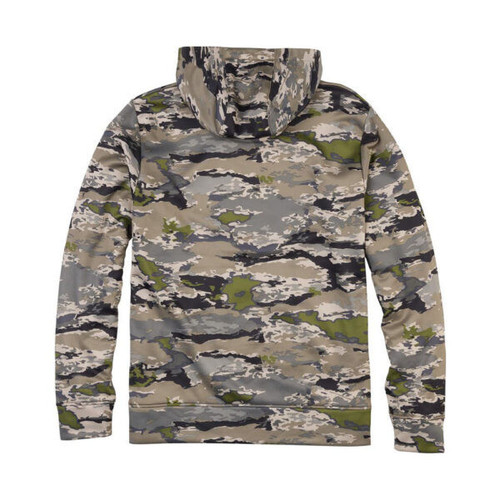 Back view of a Browning Ovix camouflage polyester fleece hoodie
