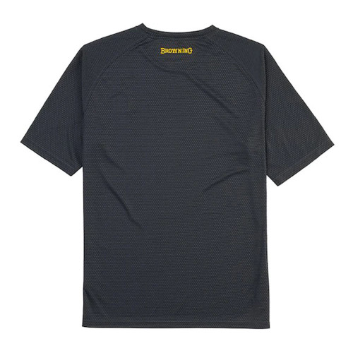 Carbon gray Browning Tech Tee, short sleeves, breathable mesh, Browning logo on the back.